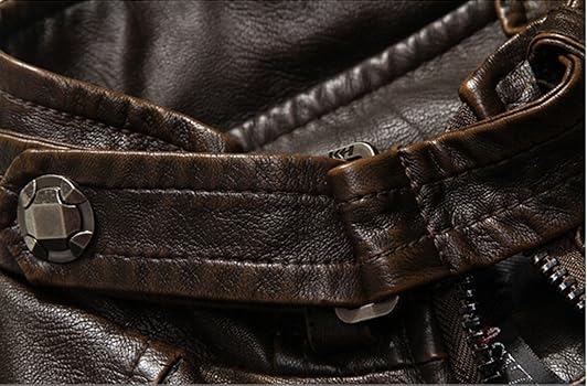 chouyatou Men's Vintage Stand Collar Pu Leather Jacket (XX